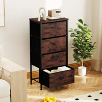 4 Drawers Dresser with Wooden Top and Heavy Duty Metal Frame