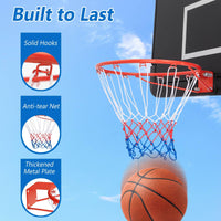 Basketball Rim Wall Door All-Weather Hanging Mounted Basketball Hoop w/ Net