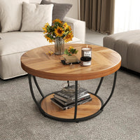 2-Tier Round Coffee Table w/Storage