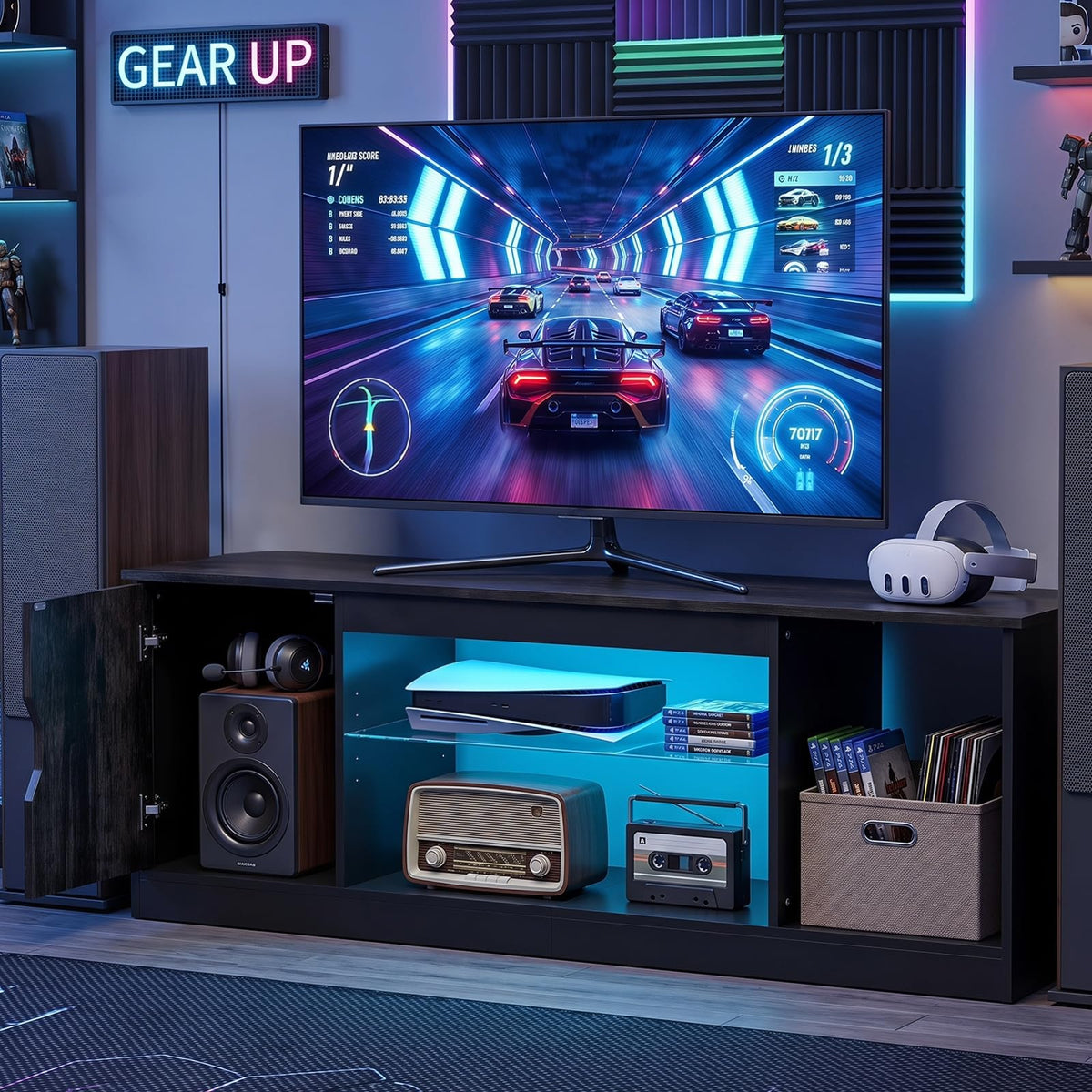 Giantex TV Stand with LED Light Strip for TVs up to 65"