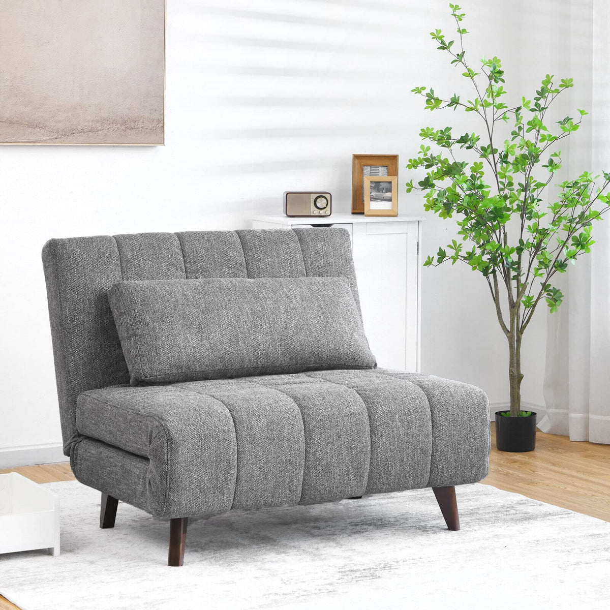 Tri-Fold Down Sofa Bed Chair with Solid Wood Legs