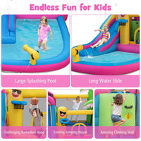 Inflatable Water Slide, Inflatable Jumping Castle w/680W Blower & 50 Ocean Balls for Indoor Outdoor