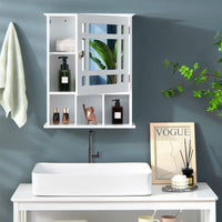 Wall-mounted Bathroom Cabinet with Adjustable Shelf and Open Compartments