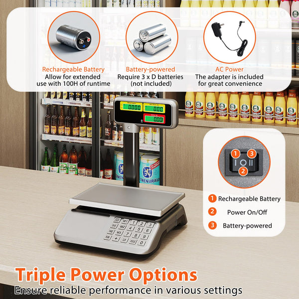 40kg Price Computing Scale with Pole Dual LCD Display and Counting Function