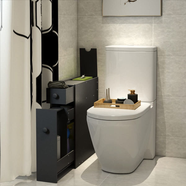 Free Standing Bathroom Floor Storage Cabinet with Drawer and Adjustable Shelf Double Door