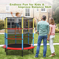 55 Inches Kids Trampoline with Safety Enclosure Net
