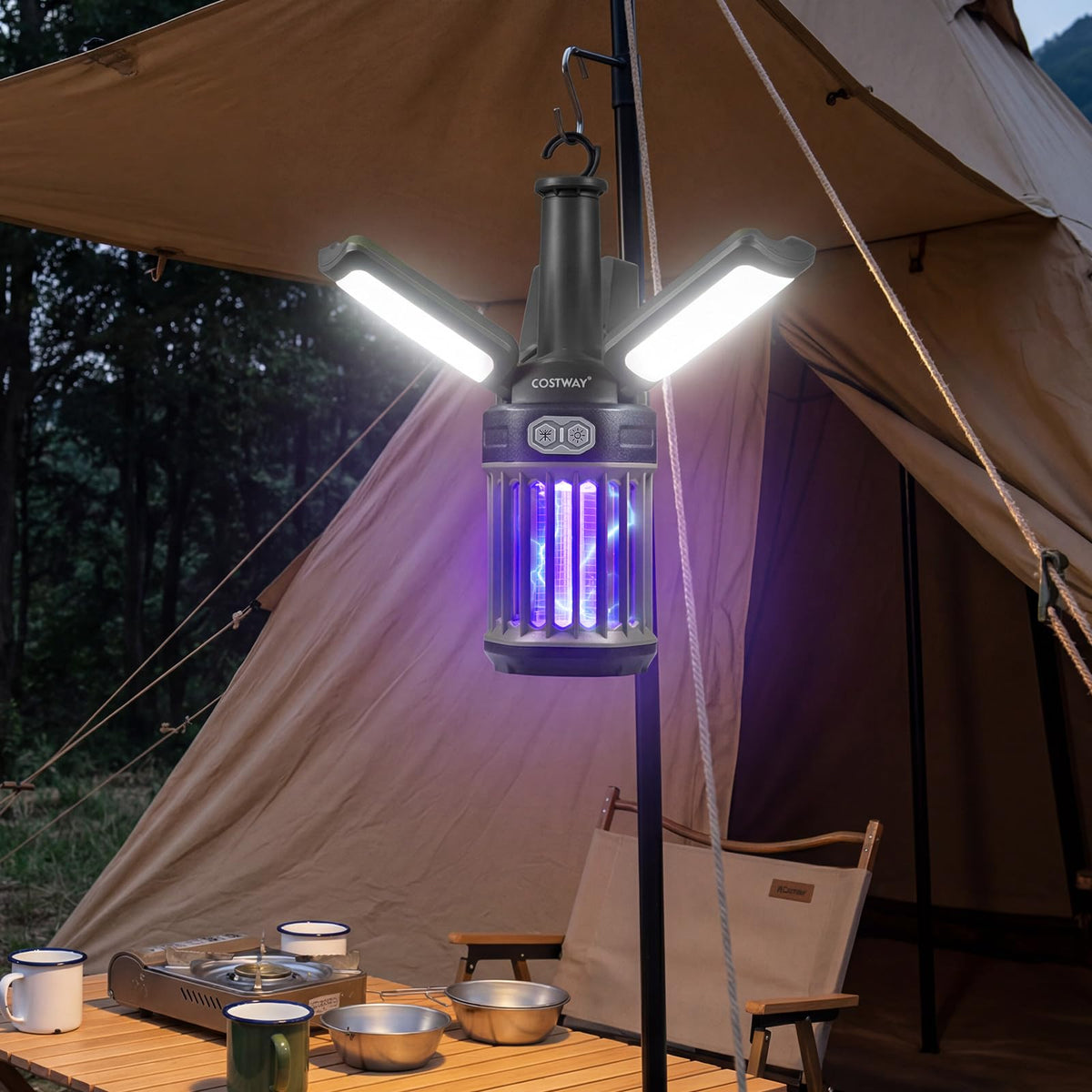 USB-C Rechargeable Outdoor Bug Zapper with Foldable Camping Lantern
