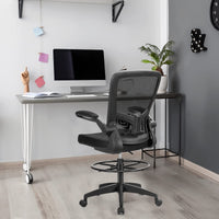 Giantex Adjustable Drafting Chair, 360° Swivel Designed Mesh Fabric Chair, Executive Chair for Working Studying Gaming
