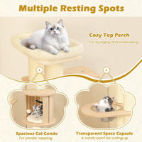 180cm Tall Wooden Cat Tree w/Cozy Perch, Condo, Space Capsule