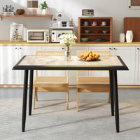 Sintered Stone Dining Table, Rectangular Kitchen Table w/Metal Frame