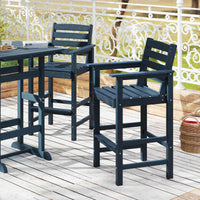 Patio Adirondack Bar Chairs Set of 2, HDPE Bar Height Chairs w/Wide Armrests & Footrest