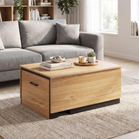 Extendable Coffee Table with 2 Storage Compartments Dual-Tone Center Table