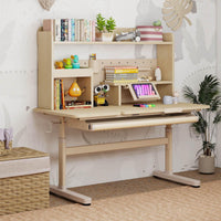 Height Adjustable Writing Table with Tilt Retractable Book Stand