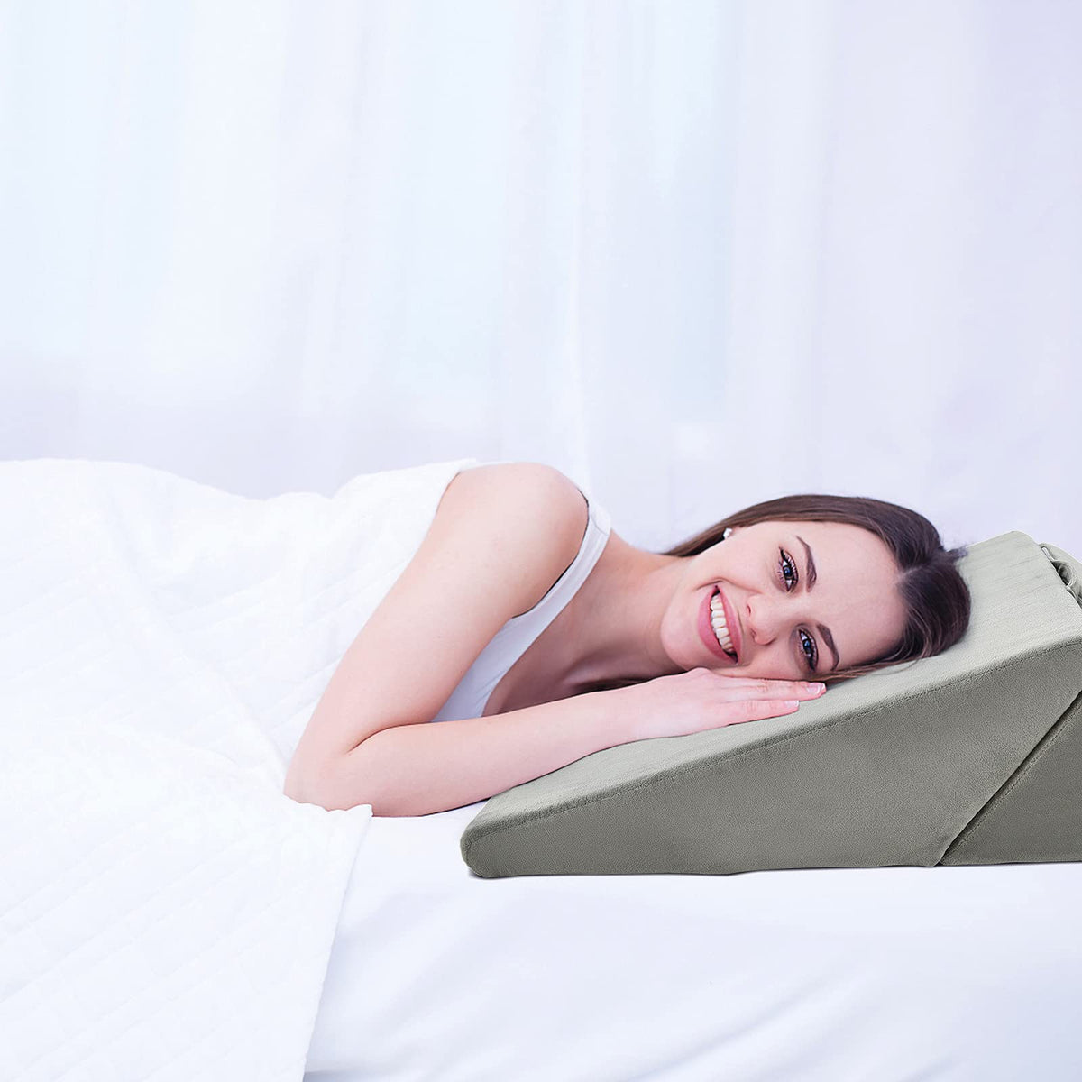 Giantex Bed Wedge Pillow, Adjustable Memory Foam Incline Cushion