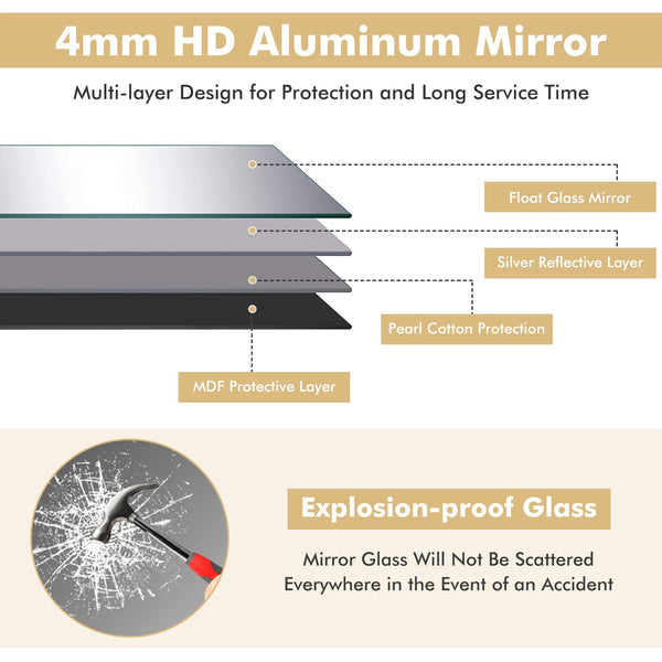 GIANTEX Full Length Mirror, 150x56cm, Full Body Mirror w/ Aluminum Frame & Explosion-Proof Glass (Gold)
