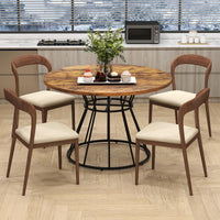 Giantex 118 cm Round Dining Table for 4, Farmhouse Kitchen Table