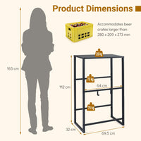 Giantex 3-Tier Drink Crate Shelf, Heavy-duty Metal Storage Rack with 2 Hanging Hooks