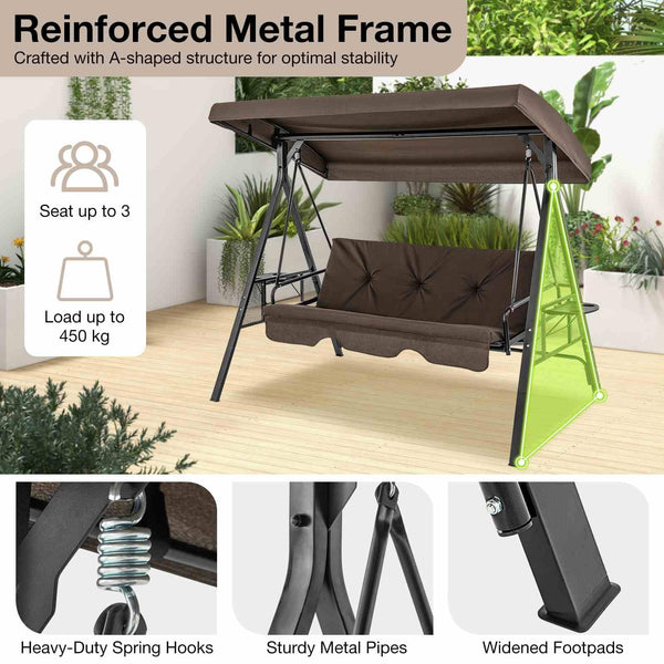 2-in-1 Patio Convertible Swing Chair to Flat Bed