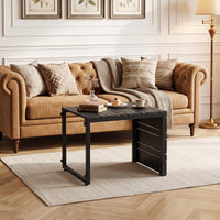 Outdoor C-Shaped Side Table w/Wood Plastic Tabletop