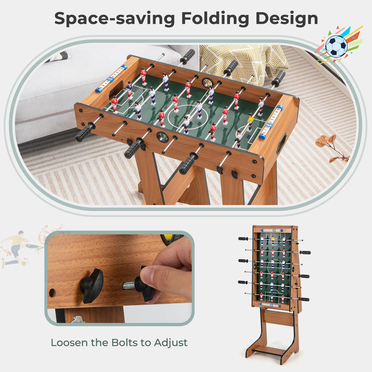 Giantex Folding Foosball Table, 27in Football Table
