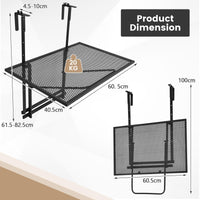 5-Level Height-Adjustable Balcony Hanging Table