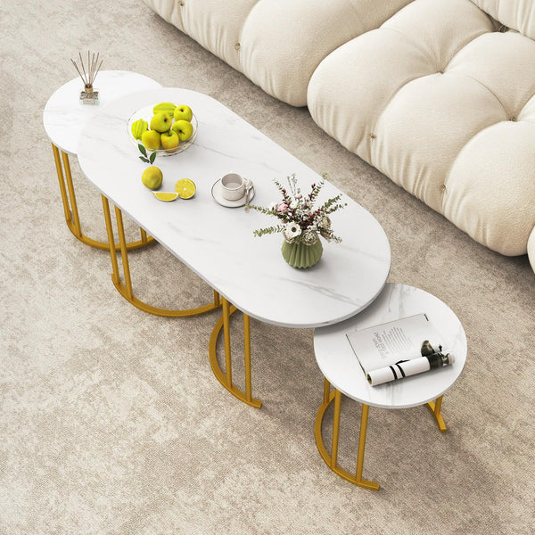 Nesting Coffee Table Set of 3, Stacking Side Tables