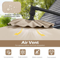 3m Solar Offset Hanging Umbrella with Base, Patio Cantilever Umbrella