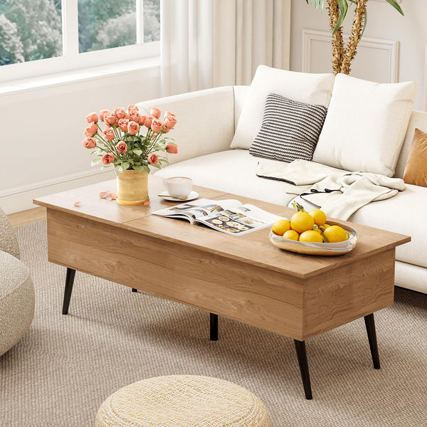 Heavy-Duty Metal Frame Tea Table Center Table w/Hidden Compartments