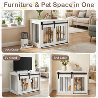 Dog Crate Furniture, 80 cm Heavy Duty Dog Kennel with Sliding Barn Door