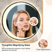 61 cm Round LED Bathroom Mirror with Anti-Fog Function and 3 Light Colors