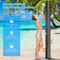 60 L Solar Heated Outdoor Shower, 2.3 CM Outdoor Shower with Shower Head and Foot Shower Tap