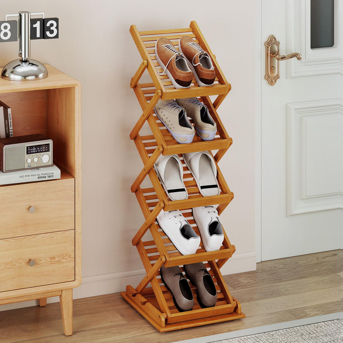 Giantex Foldable Bamboo Magazine Rack with 2 Adjustable Positions