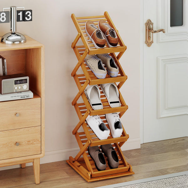 Giantex Foldable Bamboo Magazine Rack with 2 Adjustable Positions