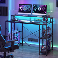Giantex 120cm Computer Desk with Charging Station and LED Lights
