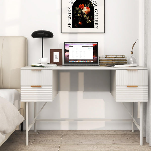 Computer Desk with 4 Drawers, 120cm Home Office Desk with Storage
