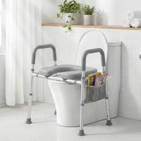3-in-1 Bedside Commode Chair, 5-Level Adjustable Height Portable Toilet