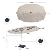 4.7M Double-Sided Patio Umbrella with Solar Lights for Poolside Garden Yard