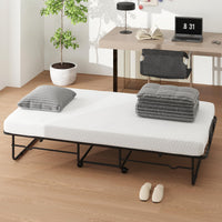 Twin Size Folding Bed, Rollaway Guest Bed with Memory Foam Mattress