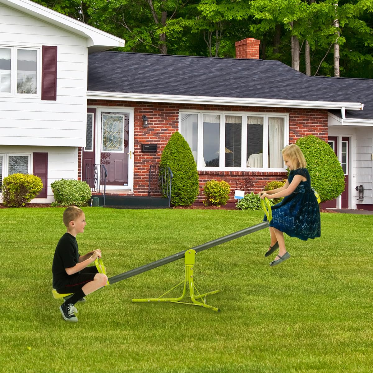 Kids Seesaw Swivel Children Teeter Totter Outdoor Play Set for 2 children