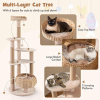164cm Cattail Cat Tower, 6-Layer Cat Activity Center