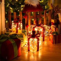 Set of 3 Christmas Lighted Gift Boxes Suitable for Indoor and Outdoor