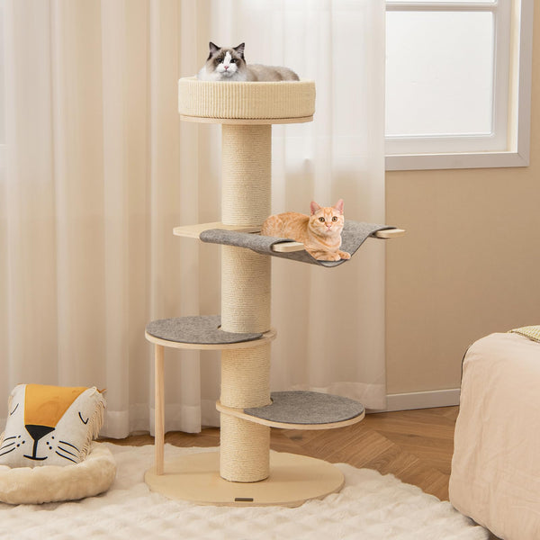 4-Story Cat House for Multiple Cats 112 cm Elevated Cat Cave Bed
