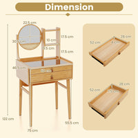 Small Vanity Desk with Mirror, Compact Makeup Table with 2 Drawers