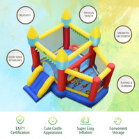 Inflatable Bounce House, Inflatable Jumping Castle for Kids w/Slide, Large Jumping Area, 100 Ocean Balls (Without Blower)