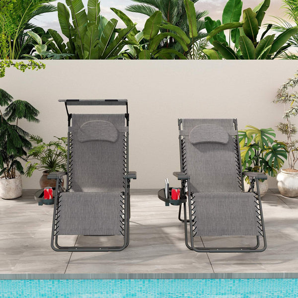 Large Folding Recliner with Awning and Headrest