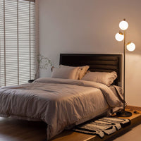 3-Globe Floor Lamp with Foot Switch and Steel Pole for Living Room