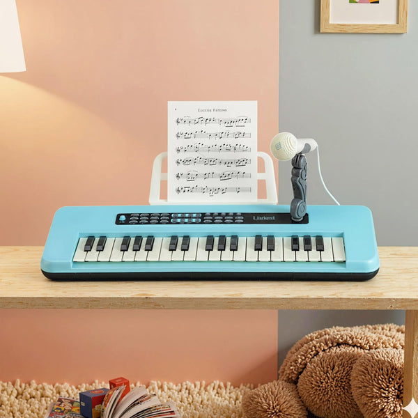 37 Keys Kids Piano Keyboard, Portable Musical Toy with Microphone & Music Stand