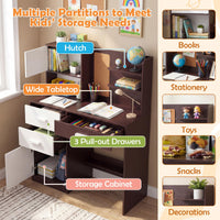 Kids Desk and Chair Set with Hutch and Bulletin Board