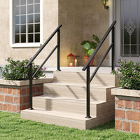 2 Pcs Metal Handrail Fits 0-4 Steps with Flexible Angle Adjustment and Installation Kit for Outdoor Steps