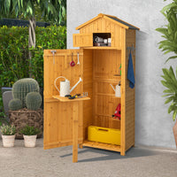 Garden Storage Shed, 180.5CM Tall Outdoor Storage Cabinet with Lockable Doors